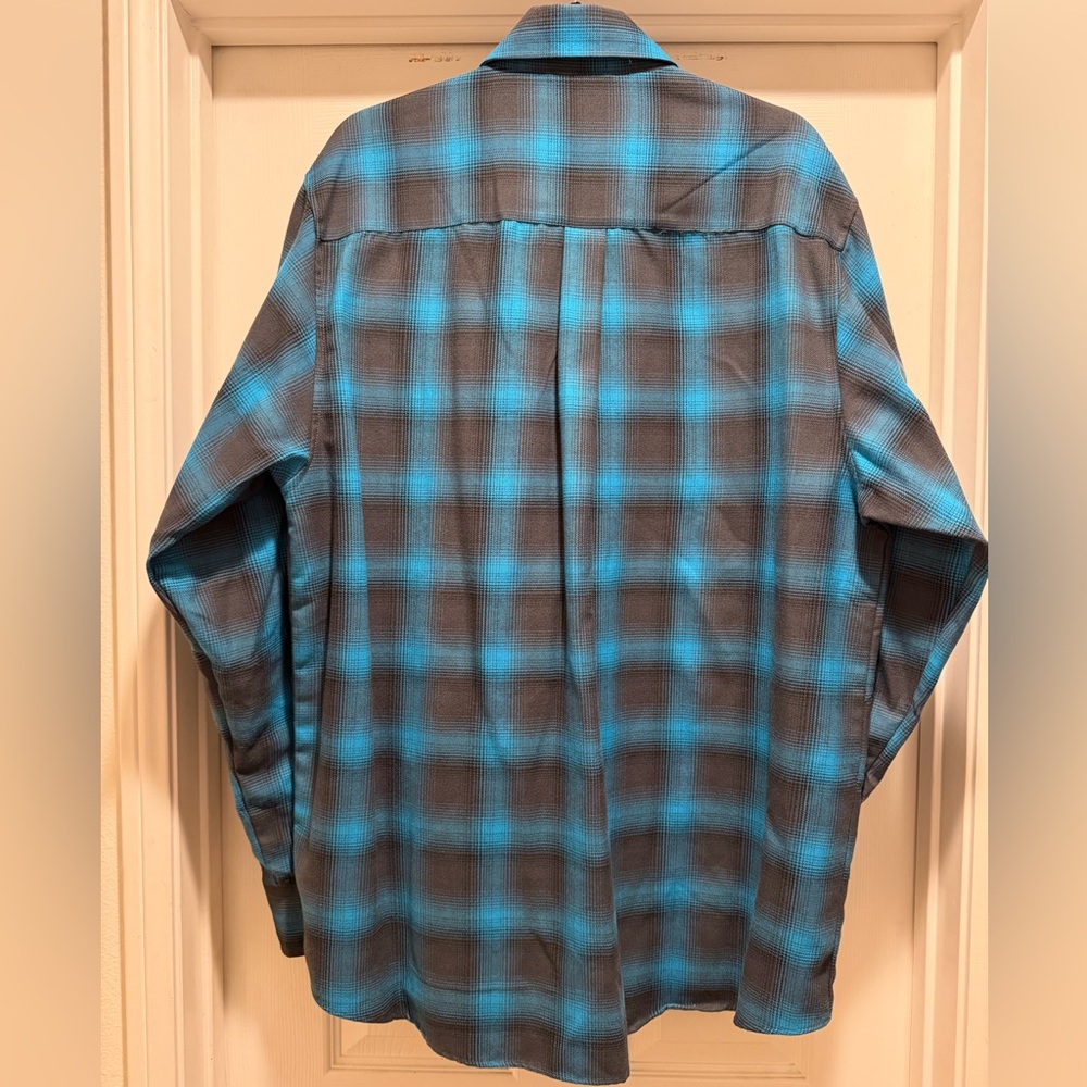 DIXXON "Pacifica" Teal and Gray Plaid Button Down Flannel Shirt Men's XL - Picture 2 of 3